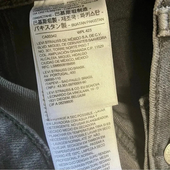 Levi’s Mile High Cropped Wide Leg  Buttoned Fly Grey Jeans W30 - Picture 6 of 7